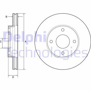 FORD Диск гальмівний передній FIESTA VII 1.0 EcoBoost 17-с Delphi BG4953C (фото 1)