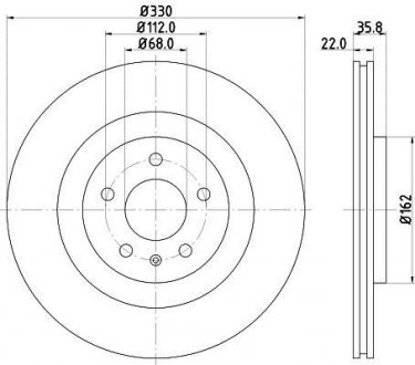 PRO HIGH CARBON VW Диск гальмівний задній Audi A8 10- HELLA 8DD 355 129-381