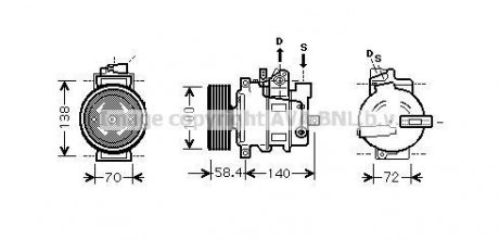 AVA AUDI Компресор кондиціонера A4 B6 00-, A4 B7 04-, SEAT AVA COOLING AIAK262