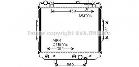 AVA JEEP Радіатор охолодження двиг. (built-in oil cooler) GRAND CHEROKEE II 2.7 CRD 01- AVA COOLING JE2071