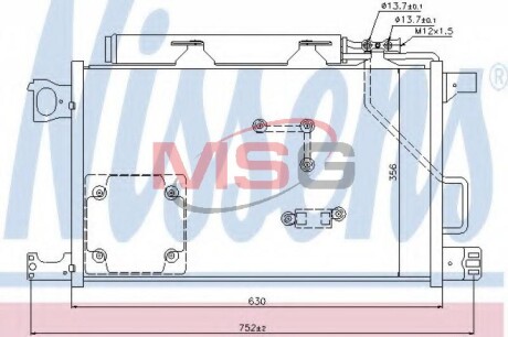 MERCEDES Радіатор кондиціонера (конденсатор) з осушувачем W203 CDI 200-270 04- (630x356x16) NISSENS 94857