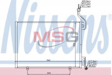 FORD Радіатор кондиціонера (конденсатор) FIESTA 1.6 D 08- (540x358x16) NISSENS 940107