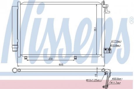 FORD Радіатор кондиціонера (конденсатор) з осушувачем Fiesta VI 08- NISSENS 940108 (фото 1)