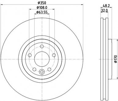 PRO HIGH CARBON LAND ROVER Гальмівний диск передн. RANGE ROVER VELAR, JAGUAR HELLA 8DD 355 132-481