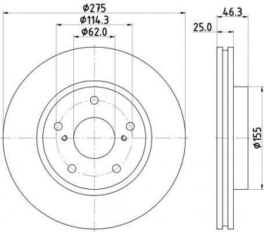 PRO LEXUS Гальмівний диск передн. HS 250h, TOYOTA RAV 4 III, RAV 4 IV HELLA 8DD 355 117-361