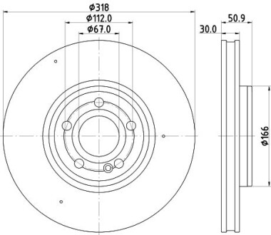 PRO HIGH CARBON DB Гальмівний диск W177, V177, W247, H247, X247 HELLA 8DD 355 133-051 (фото 1)