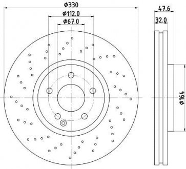 PRO HIGH CARBON DB Гальмівний диск передн. W211, W220 HELLA 8DD 355 128-151