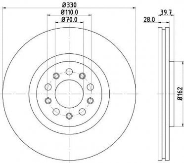 PRO JEEP Гальмівний диск передн. CHEROKEE 2.4 13- HELLA 8DD 355 116-651 (фото 1)