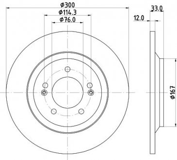 PRO HYUNDAI Гальмівний диск задн. i30 17- HELLA 8DD 355 131-381