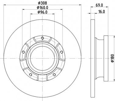 Гальмівний диск (задній) Ford Transit 12- HELLA 8DD 355 126-591 (фото 1)