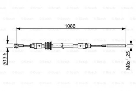 Трос ручника (передній) Renault Master/Opel Movano 2.3 dCi/CDTI 10- (1086mm) BOSCH 1987482547 (фото 1)