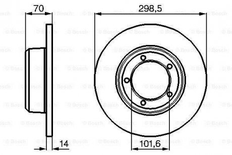 LAND ROVER Диск гальмівний передн. Defender, Discovery, Range Rover 86- BOSCH 0986478827 (фото 1)