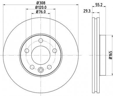 PRO VW Диск гальмівний передн. вентил. T5 1.9Tdi 2.5Tdi 2.0i 03-, Touareg HELLA 8DD 355 109-661