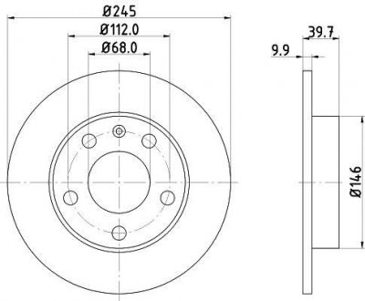 PRO AUDI диск гальмівний задн. 80 B4 93-, A4 B6 01-, COUPE B3 90- HELLA 8DD 355 107-541 (фото 1)