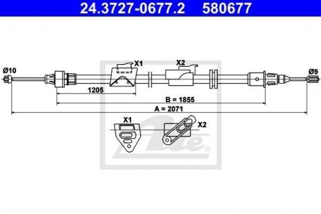 Трос стоянкової гальмівної системи ATE 24.3727-0677.2 (фото 1)