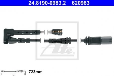 Датчик зносу гальмівних колодок (передніх) BMW X1 (F48)/X2 (F39) /Mini Cooper 13- (L=474mm+L=249mm) ATE 24.8190-0983.2 (фото 1)