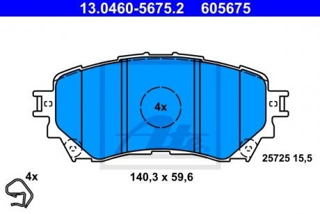 Колодки гальмівні (передні) Mazda 6 12- ATE 13.0460-5675.2