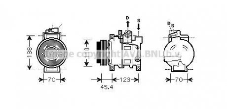 AVA AUDI Компресор кондиціонера A4 B6 2.5 00-, A4 B7 2.5 04-, A6 C5 2.5 TDI 97- AVA COOLING AIAK227