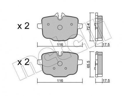 Колодки гальмівні (задні) BMW 5 (F10/F11)/6 (F12/F13)/ 7 (G11/G12)/X5 (G05)/X6 (G06)/X7 (G07) 10- Metelli 22-0921-0 (фото 1)