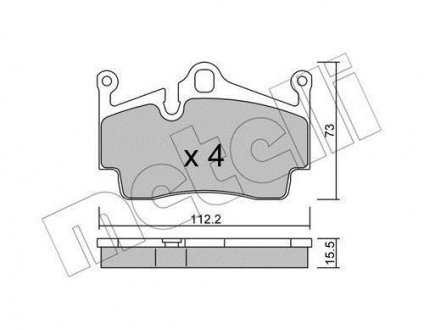 Колодки гальмівні (задні) Porsche 718 16-/Boxster 02-/Cayman 05- Metelli 22-0894-0