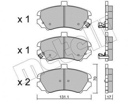 Колодки гальмівні (передні) Hyundai Elantra 00-06 Metelli 22-0884-0 (фото 1)