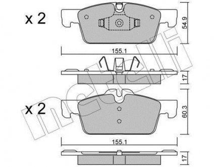 Колодки гальмівні (передні) Peugeot 508 I 10-18 Metelli 22-0916-0 (фото 1)