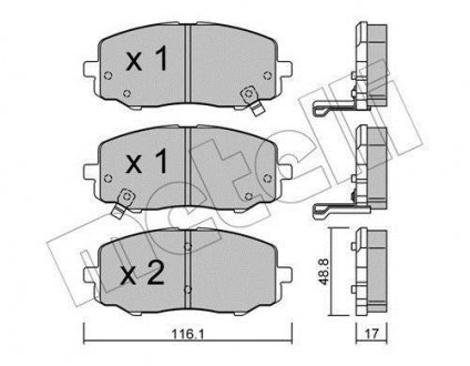 Колодки гальмівні (передні) Hyundai i20 08-15 Metelli 22-0912-0