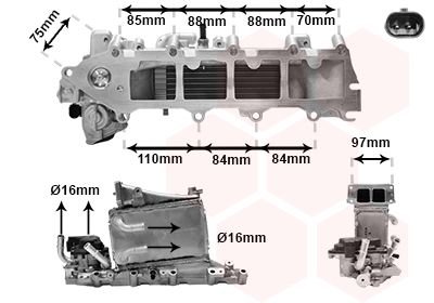 Радіатор інтеркулера Skoda Octavia III/VW Golf VII/Passat 1.6-2.0TDI 12- Van Wezel 58004376