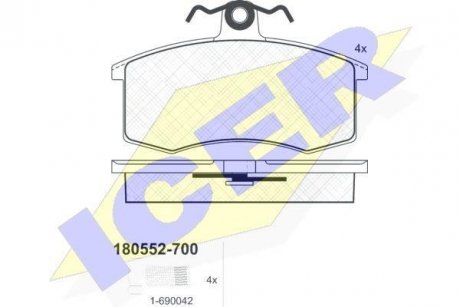 Колодки гальмівні (передні) Lada 2108/2109/2110/2111/2112/2113/2114/2115 87- ICER 180552-700