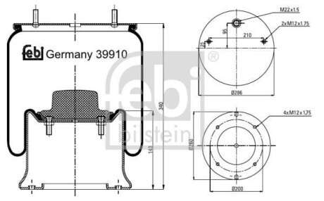 Пневморесора підвіски FEBI BILSTEIN 39910