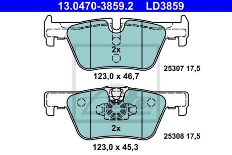 Колодки гальмівні (задні) BMW 1 (F20/F21)/ 2 (F22/F23)/ 3 (F30/F31/F34)/4 (F32/F36) 11- (Bosch) Ceramic ATE 13.0470-3859.2