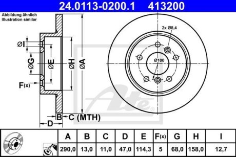 Диск гальмівний (задній) Nissan Qashqai II/ Renault Kadjar 13- (290x13) ATE 24.0113-0200.1