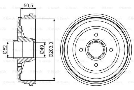 Барабан гальмівний (задній) Renault Clio III 05-14/Modus 04- (203.3x76) BOSCH 0986477205