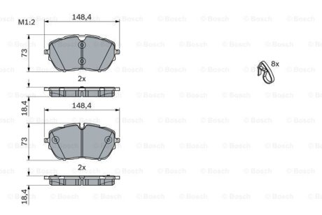 Колодки гальмівні (передні) Citroen C5 21-/Peugeot 308 13-/508 18-/Opel Grandland 19- BOSCH 0986494946