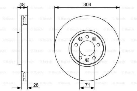 Citroen гальмівний диск передн. COATED, Jumpy, C5 09- (304*28) BOSCH 0986479C53