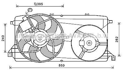 AVA FORD Вентилятор радіатора (дифузор в зборі) TRANSIT TOURNEO 2.2 06-, TRANSIT 2.2 06- AVA COOLING FD7580