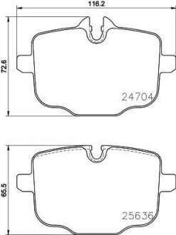 BMW гальмівні колодки задн. 5 (G30, F90), 5 Touring (G31), 6 Gran Turismo (G32), 7 (G11, G12) HELLA 8DB 355 024-921