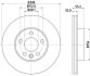 PRO диск гальмівний перед. (вентил.) VW Sharan 95- FORD Galaxy SEAT (288*25) HELLA 8DD 355 104-481 (фото 1)