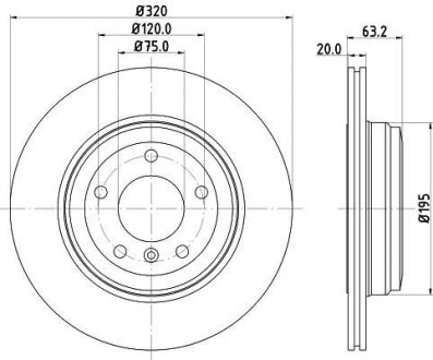 PRO HIGH CARBON BMW диск гальмівний задн. (вентил.) 5-serie E60/61 HELLA 8DD 355 128-121