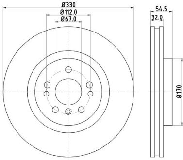 PRO HIGH CARBON DB гальмівний диск передн. ML W164, R251- (330*32) HELLA 8DD 355 126-301