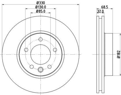 PRO HIGH CARBON VW диск гальм. передн прав. Touareg 02- HELLA 8DD 355 128-051