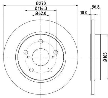 TOYOTA диск гальмівний задній 270*9,9 Auris 07-. HELLA 8DD 355 118-971