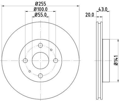 PRO TOYOTA гальмівний диск передн.Yaris 00-05 HELLA 8DD 355 108-881