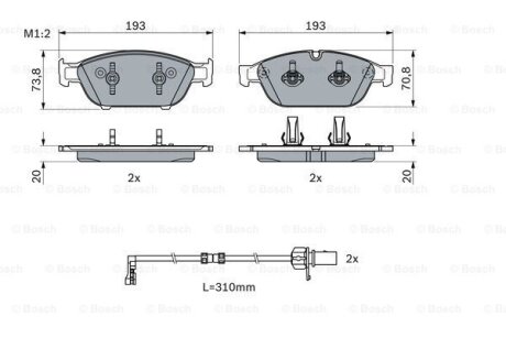 Колодки гальмівні (передні) Audi A6/A7/A8 10- (Ate) (з датчиком) BOSCH 0986494986