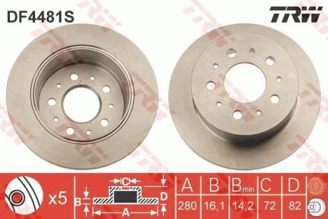 Диск гальмівний CITROEN/FIAT/PEUGEOT Jumper/Ducato/Boxer D=79mm "R "94>> TRW DF4481S