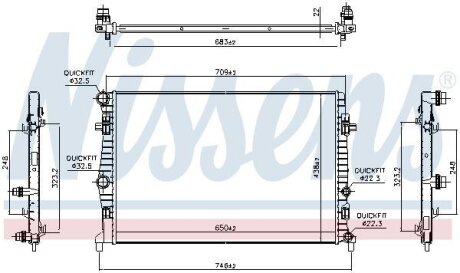 VW Радіатор охолодження двиг. GOLF VII 1.0, 1.2 12-, GOLF SPORTSVAN VII 14-, SKODA, AUDI, SEAT NISSENS 606218